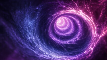 Fototapeta premium A captivating vortex spirals inward, its rich hues of purple and blue intertwining. This mesmerizing portal pulses with energy, inviting exploration into the unknown depths of space