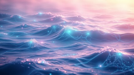 Ethereal Glowing Ocean Waves
