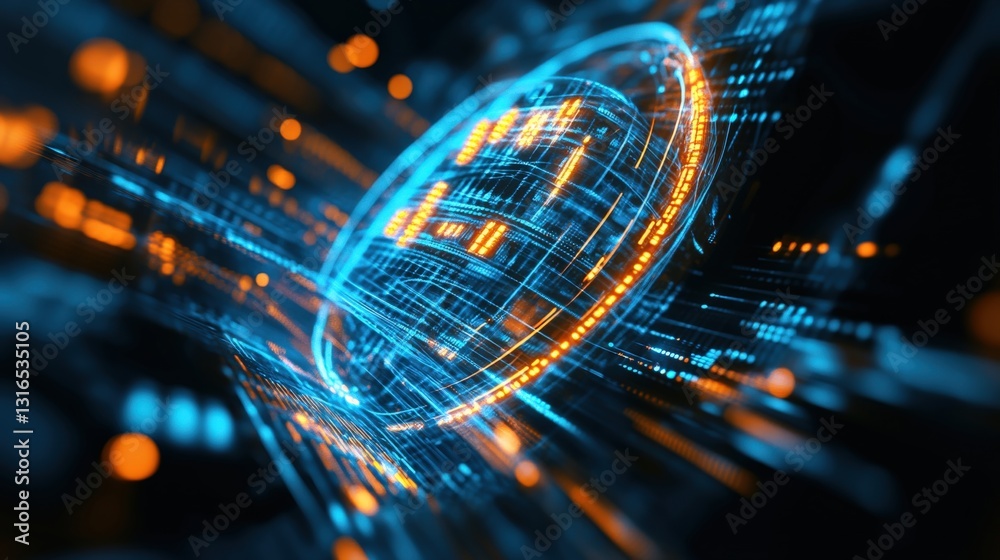 Poster dynamic data flow visualization digital space abstract art cyber environment close-up view technolog