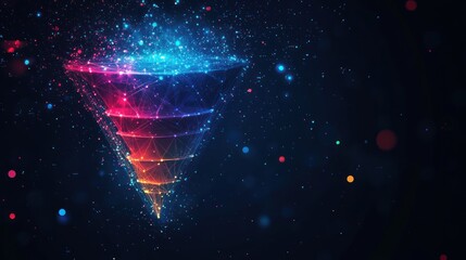 Abstract funnel, data flow, digital network, cosmic background,  visualisation