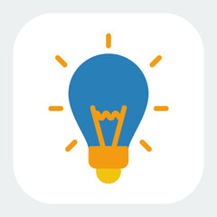 bulb icon in flat color style