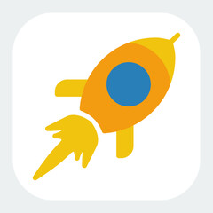 rocket icon in flat color style
