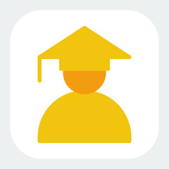 graduation icon in flat color style