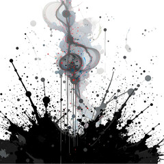 Dark Fantasy Art: Sword & Ink Splatter isolated on transparent background