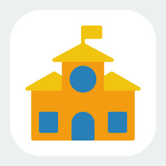 building icon in flat color style