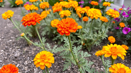 french marigolds in the garden