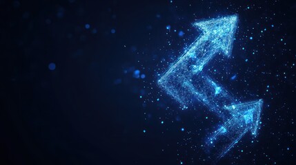 Abstract glowing arrows upward and downward concept graphic