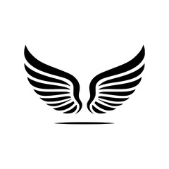 Obraz premium Elegant Black Line Wings Icon with Minimalist Style