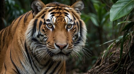 Fototapeta premium Majestic Tiger in Lush Jungle Habitat
