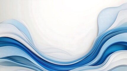 Abstract Blue and White Wave Digital Painting AI Generated