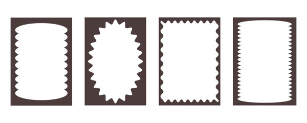 Groovy frame jagged scallop edge, frame text box or border. Curve funky y2k retro form, geometric shape, framework. Wiggle figure, rectangle.