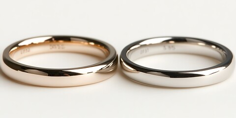 Two wedding bands, gold and silver