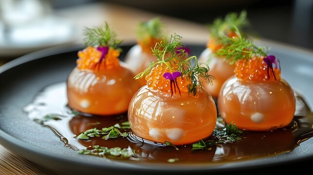 Unique sauce presentation enhances delicate seafood dish at upscale dining establishment