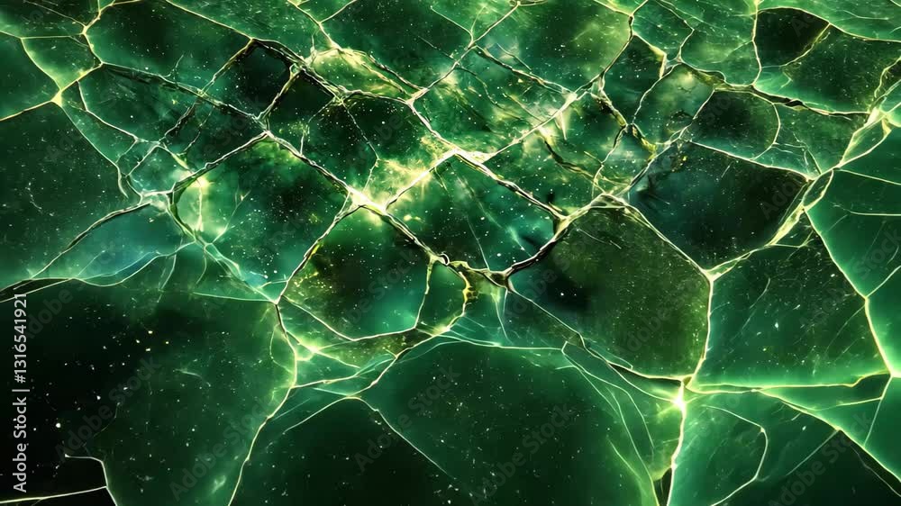 Poster surreal abstract aerial view of a ravine with a tight grid pattern illuminated by aurora light, abst