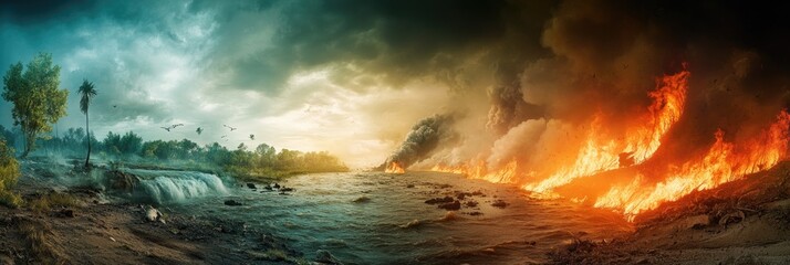 Fototapeta premium Destructive storms, catastrophic events. Nature's wrath in full force.
