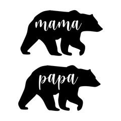 Bear mama and papa svg cut file. Isolated vector illustration.
