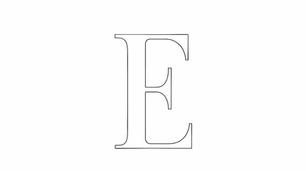 Letter "E" Silhouette: A minimalist representation of the letter "E" in a sleek, elegant silhouette, perfect for design applications