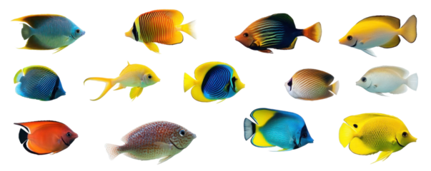 set of colorful fishes