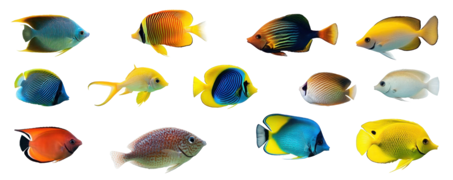 set of colorful fishes