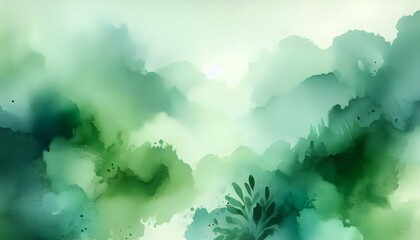 Fototapeta premium Soft watercolor green background with delicate brush strokes and calming atmosphere