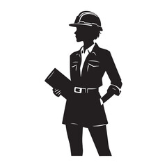 Innovative Civil Engineer silhouette, crafting modern architectural wonders - Engineer illustration - Minimalist Engineer vector - Profession silhouette
