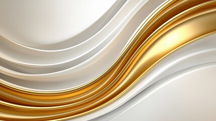 Elegant Abstract Background with Smooth Curves and Shiny Gold Accents on Soft White and Light Gray Textures for Modern Design Projects