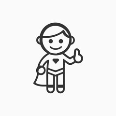 Obraz premium Superhero with sunglasses cartoon character showing thumb up sign minimalist head logo, Icon, element. Vector illustration