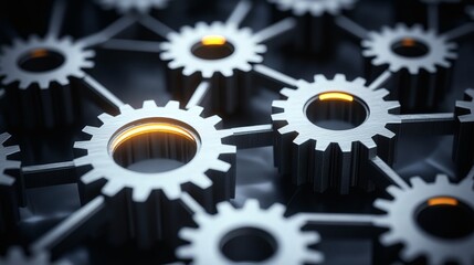 Complex mechanical gears system interlocking to achieve organizational goals