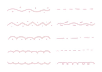 水彩風　手書き　ライン　セット　ピンク