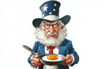 Symbolic cartoon highlighting rising egg prices and economic crisis in America