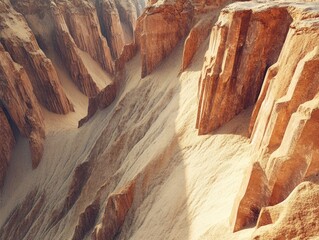 Sculpted sandstone formations create a dramatic desert landscape scene
