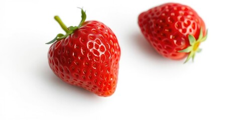 A single, ripe strawberry isolated on pure white, bright, food