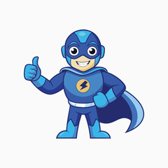 Fun superhero animation. Superhero with Circle Shape and Giving Thumbs up vector cartoon illustration isolated on white background
