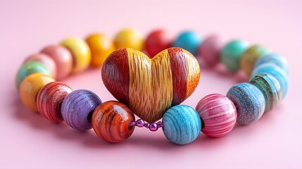 Charming Collection of Unique Wooden Beads on Pastel Pink Background for Handcrafted Accessories