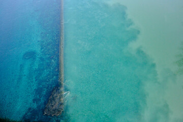 View of the junction where the Rh&ocirc;ne and Arve rivers converge, La Jonction, Geneva, Switzerland
