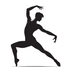 Dynamic Contemporary Dancer silhouette, redefining movement - Dance illustration - Minimalist Dance vector - Profession silhouette
