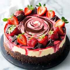 Chocolate Strawberry Swirl Cheesecake