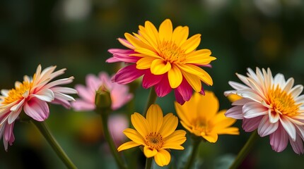 Fototapeta premium Vibrant Daisy Delight: An exquisite collection of colorful daisies blooms in a delicate display of nature's artistry.