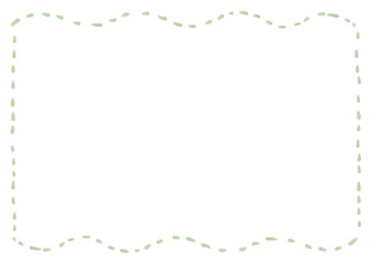 Obraz premium 水彩風シンプルな四角いフレーム 緑の波線の枠