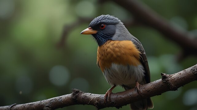 Chestnut-tailed Minla Perching on Branch in Forest