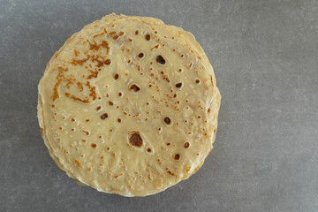 Crepes on a plate, top view.







