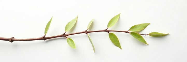 Fototapeta premium Long branch on white background with soft focus and shading, minimalist, elegant, nature