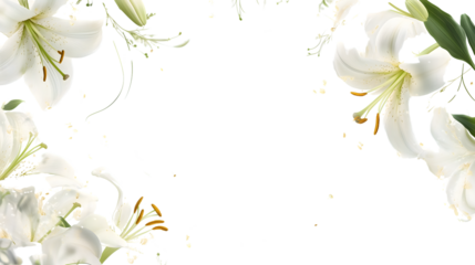 Elegant White Lily Frame with Golden Stamens – Floral Border Design