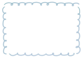 水彩風シンプルな四角いフレーム　水色のくるくるの枠