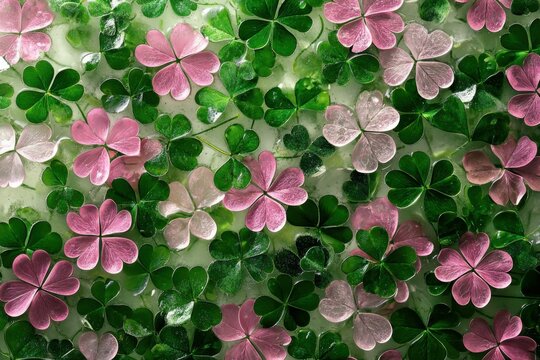 Romantic frozen shamrock pattern for design  