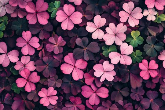 Botanical pink clover pattern with soft textures  