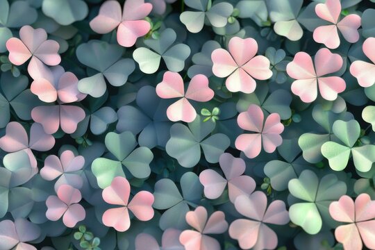 Lucky clovers in a pattern  