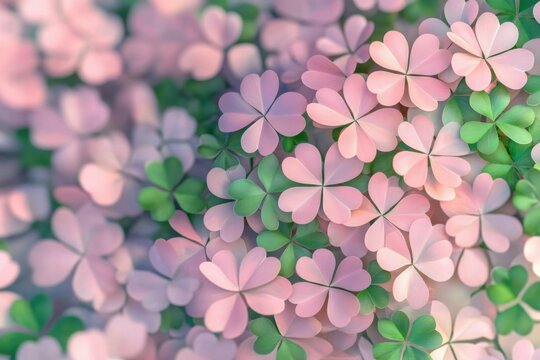 Elegant pink and green clovers wallpaper 