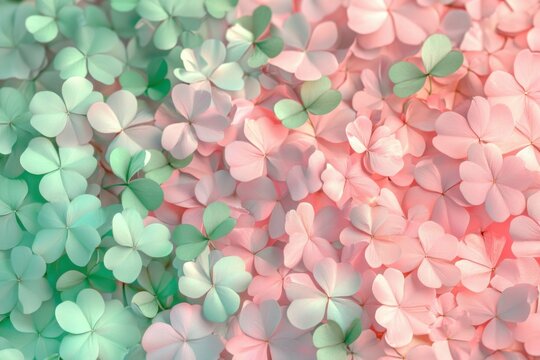 Pastel-colored lucky shamrocks background for St. Patrick&rsquo;s Day  