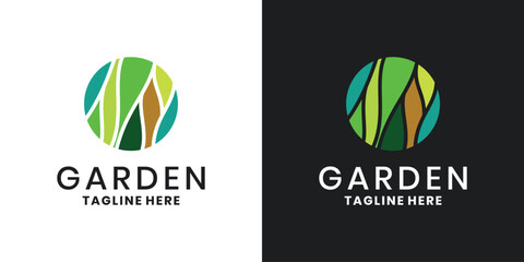 Circle leaf logo concept, garden icon design template